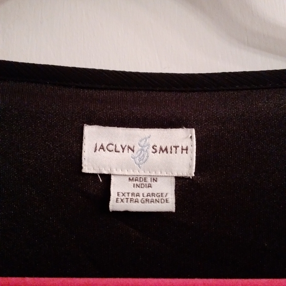 JAClyn Smith Flowy sheer top attached tank Faux Pearl rhinestone trim sl… - Picture 7 of 12